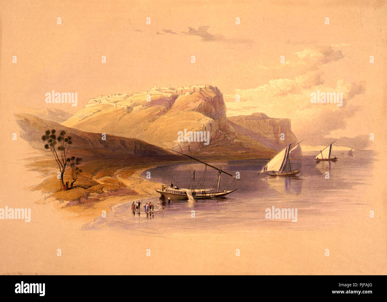 Fortress of Qasr Ibrim. Fortress of Ibrim, Nubia, by David Roberts Stock Photo