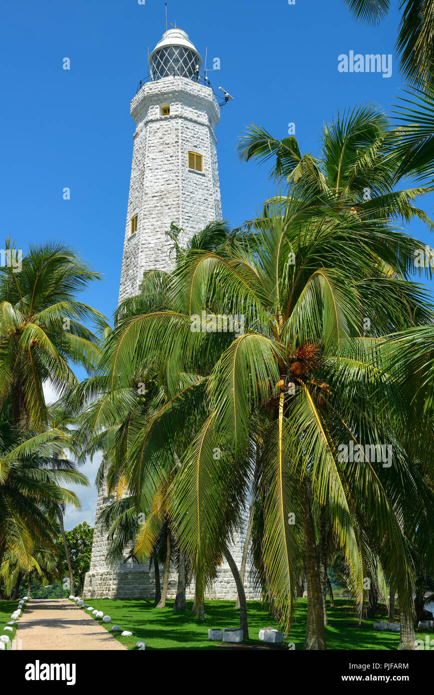 Dondra lighthouse - highest lighthouse on island Sri Lanka, near the city of Matara. Stock Photo