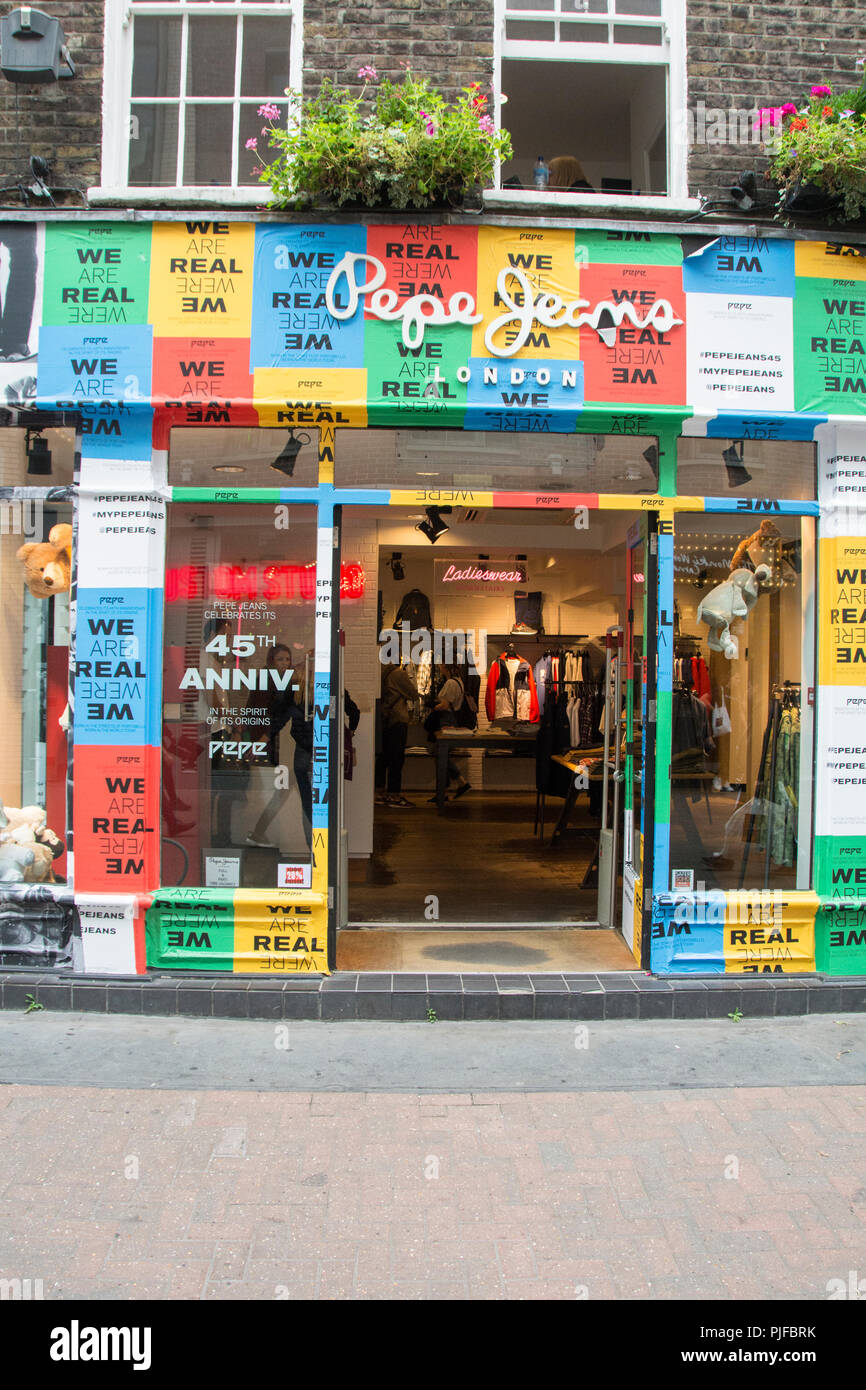 Pepe Jeans store on Carnaby Street, Soho, London, W1, UK Stock Photo - Alamy