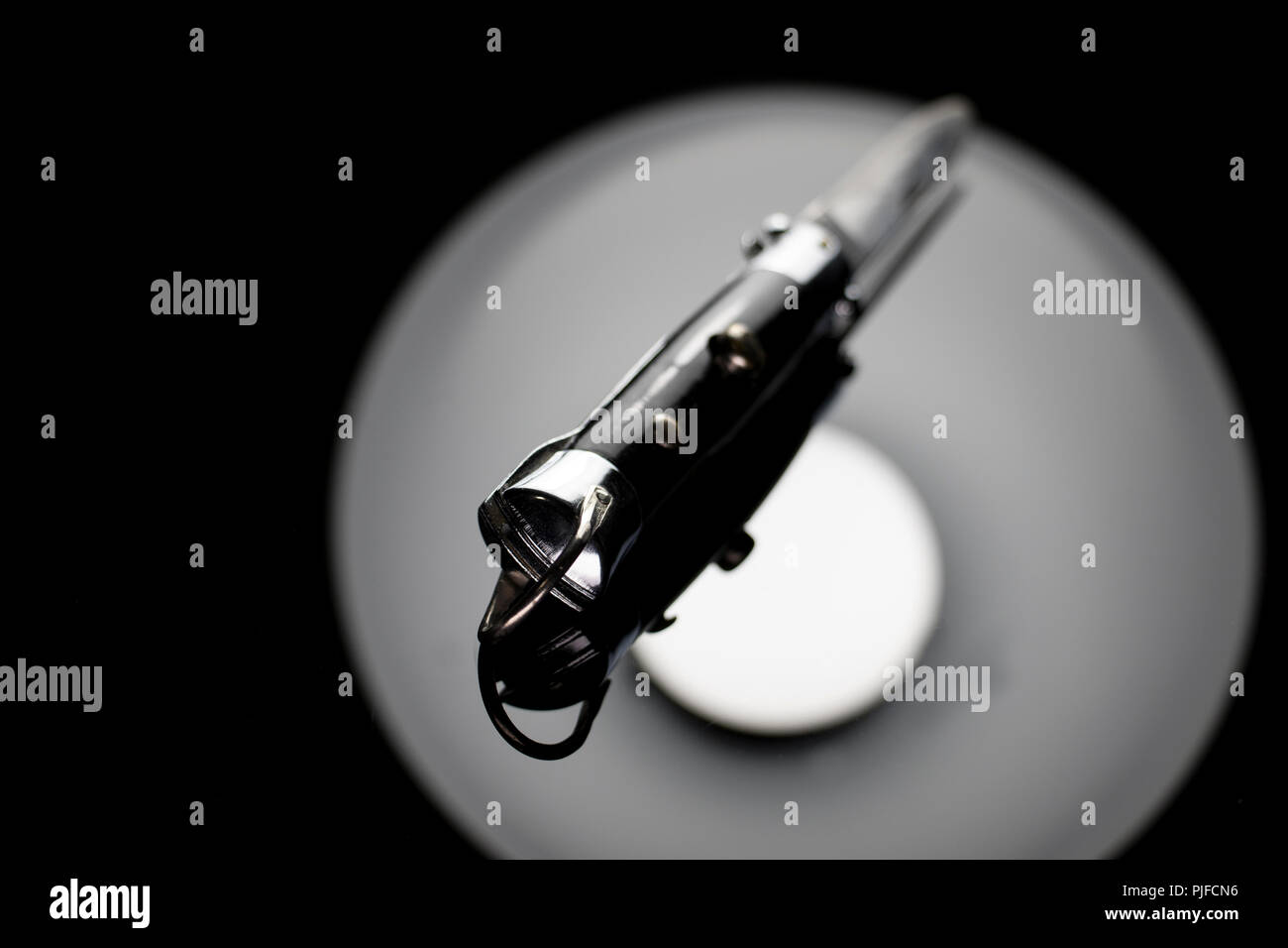 Push button pocket knife. Spring loaded knife Stock Photo Alamy