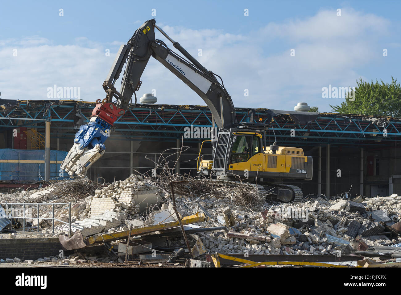 Demolition in progress Stock Photo