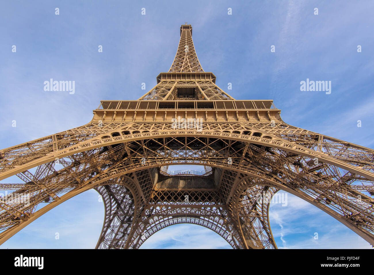 Elevation angle view of eiffel tower in paris Stock Photo