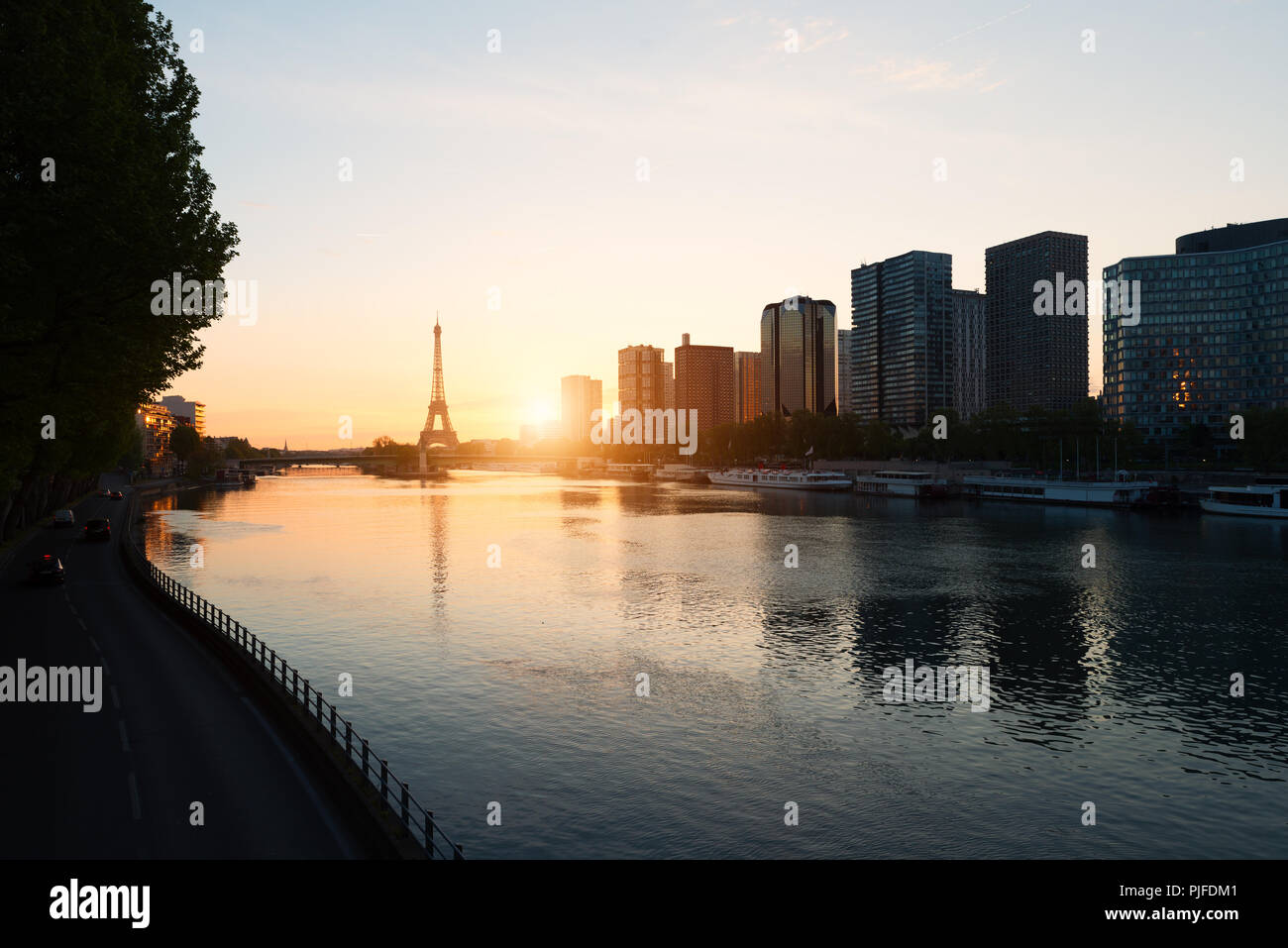 Paris skyline with Eiffel tower and Seine river in Paris, France. Stock Photo