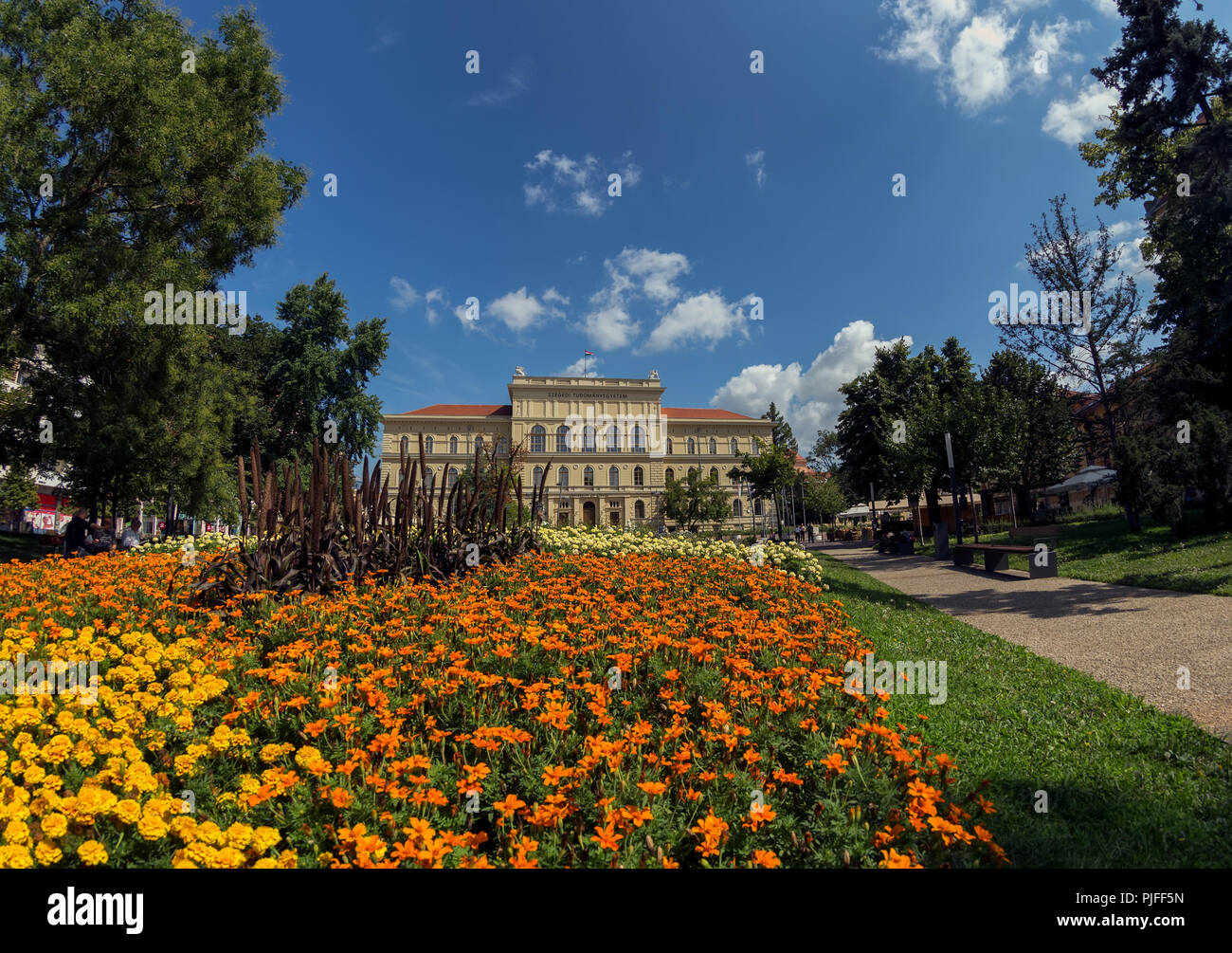 The Szeged University on the Dugonics square in the downtown of Szeged. It is one of Hungary's most important universities. Stock Photo