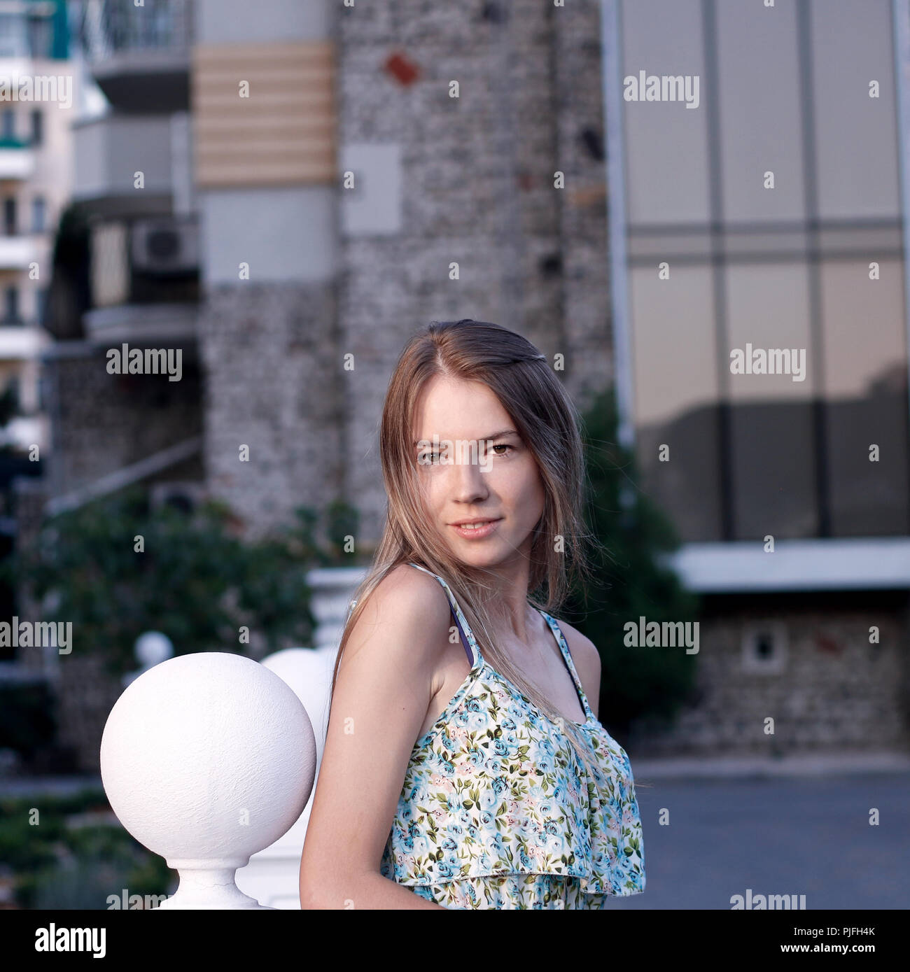 portrait of a cute girl with long hair Stock Photo - Alamy