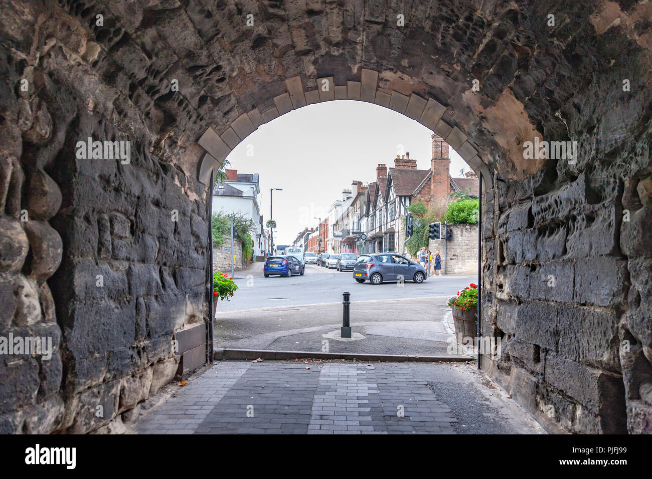 The Old city Wall and Gateway. Warwick a town on the River Avon, in England’s West Midlands region Stock Photo