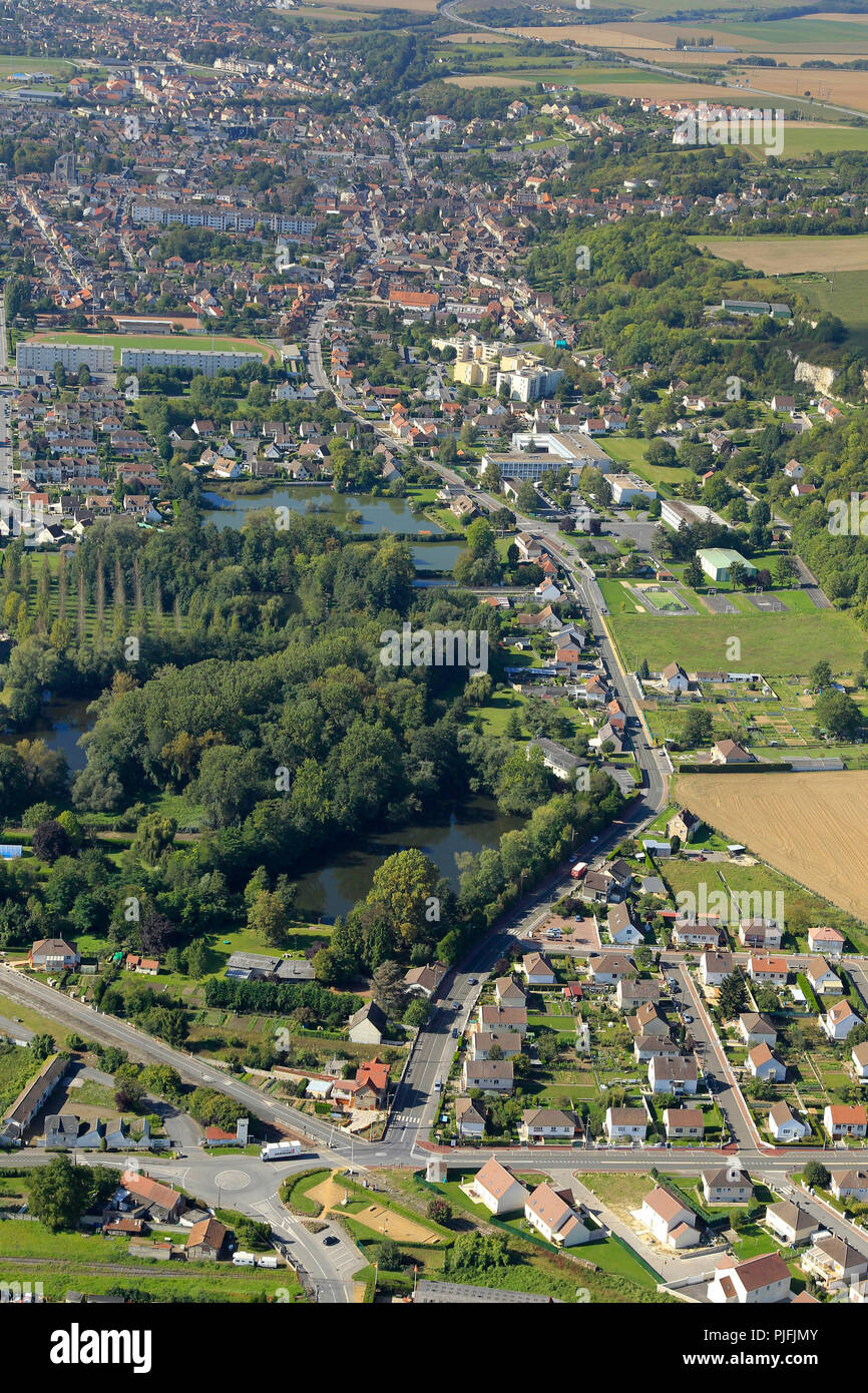 Margny-les-Compiegne (northern France): aerial view of the town Stock Photo