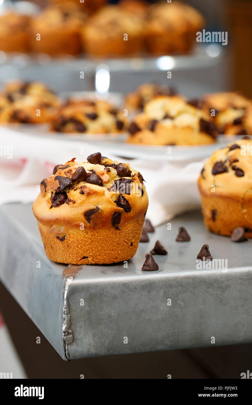 Pastry: muffin with chocolate sprinkles Stock Photo