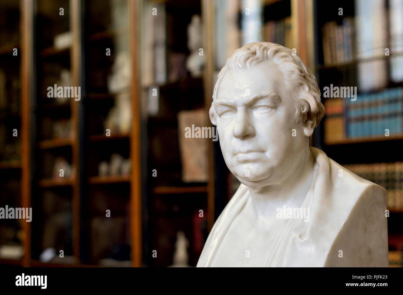 Marble bust of Sir Joseph Banks (1743-1820) Botanist, Trustee and benefactor of the British Museum (by Sir Charles Chantrey: 1822) British Museum, Blo Stock Photo