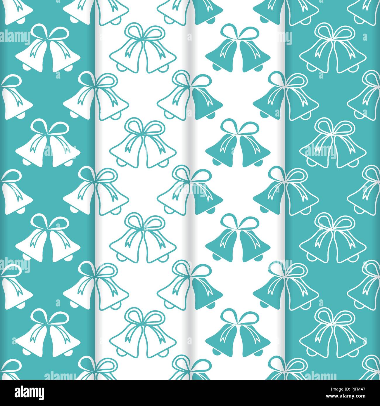Set of 4 vector seamless pattern with bells. Christmas and New Year ...
