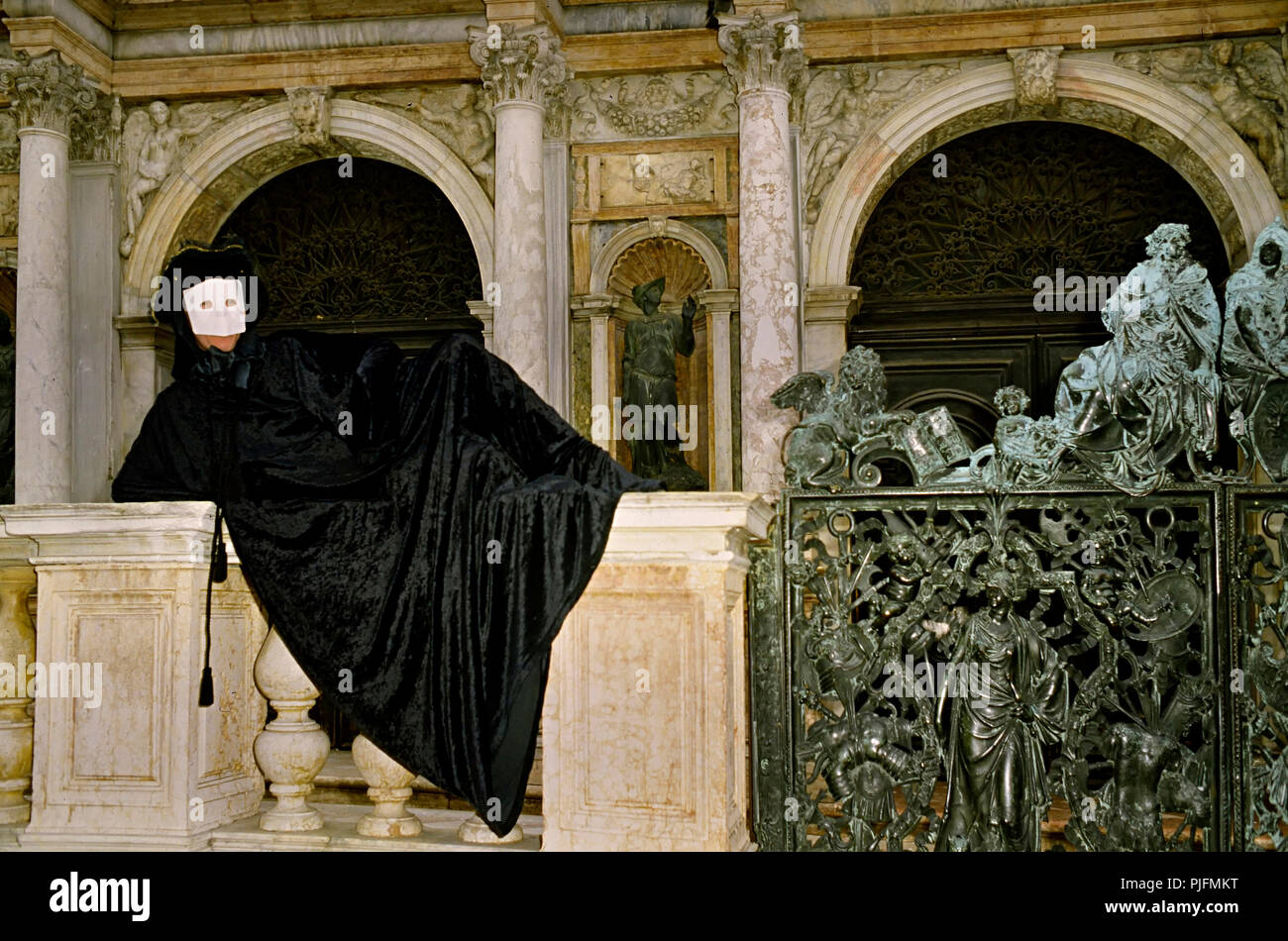 Europe, Italy, Venice Carnival. The traditional Venetian Mask Bauta Stock Photo
