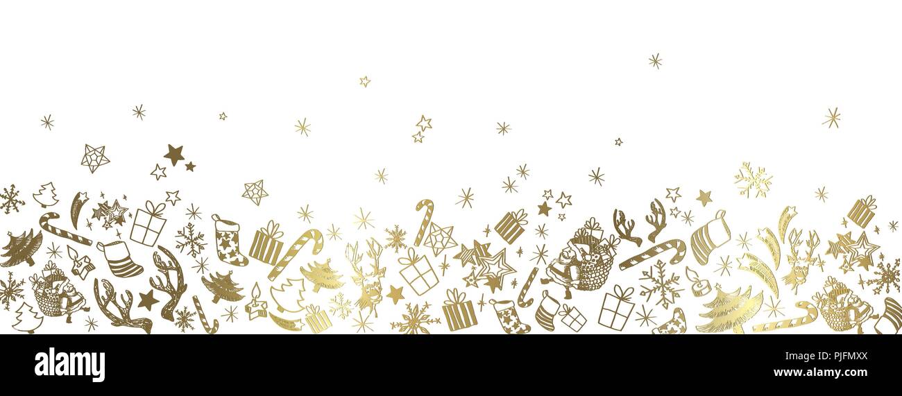 Sweet christmas doodles full vector large banner Stock Vector Image ...