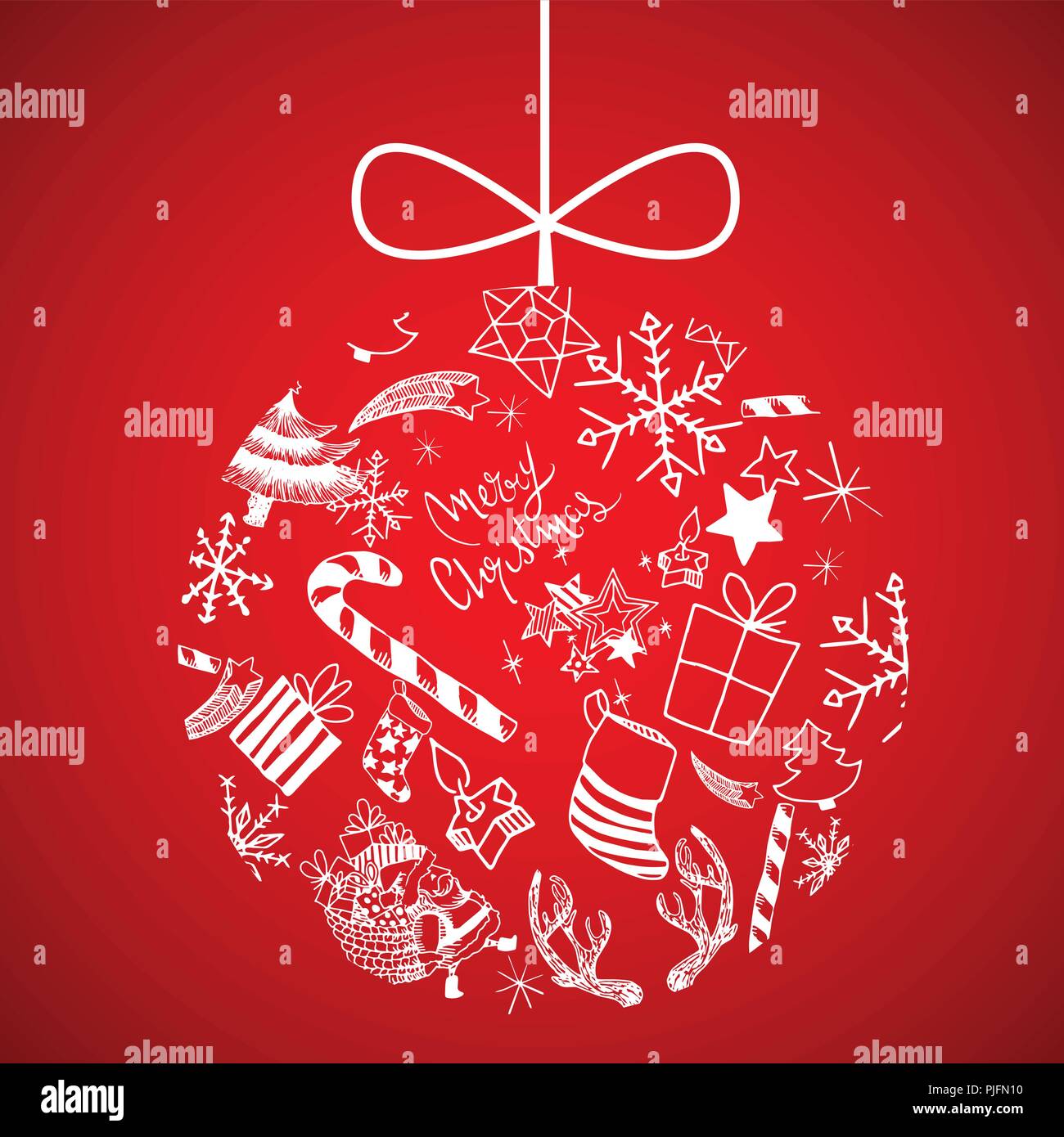 Sweet vector christmas ball illustrated with doodles Stock Vector