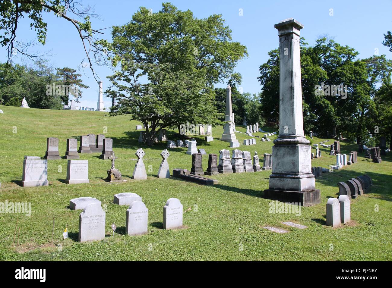 PITTSBURGH, USA - JUNE 30, 2013: Allegheny Cemetery in Pittsburgh, Pennsylvania, USA. It dates back to 1844 and covers 300 acres of land. Stock Photo