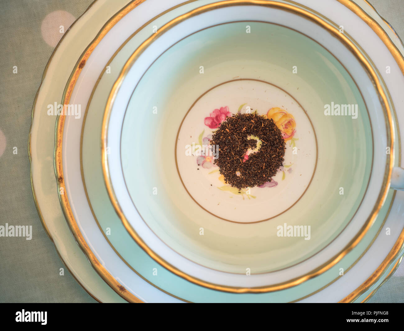 Reading the tea leaves cup and saucer stock photo alamy