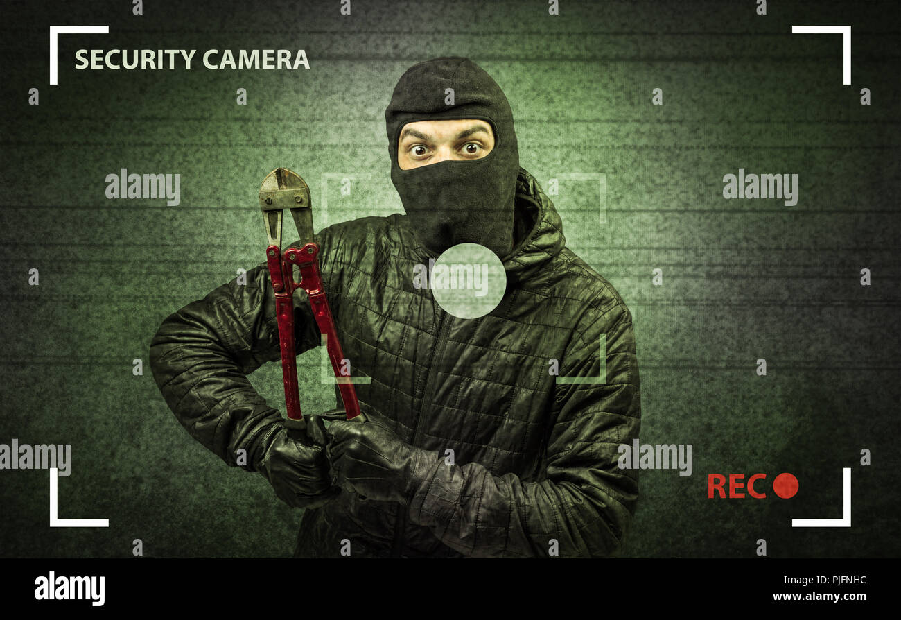 Caught burglar by house camera in action Stock Photo Alamy