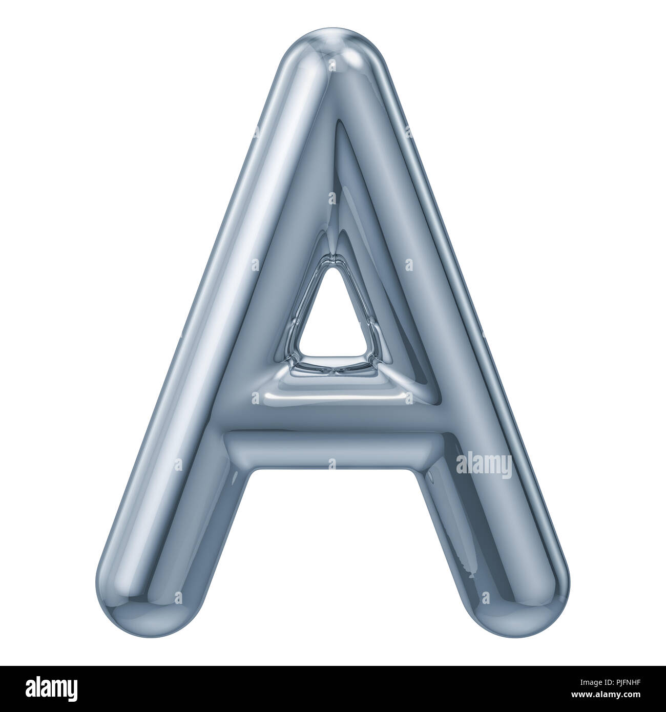 English metallic letter A, 3D rendering isolated on white background Stock Photo