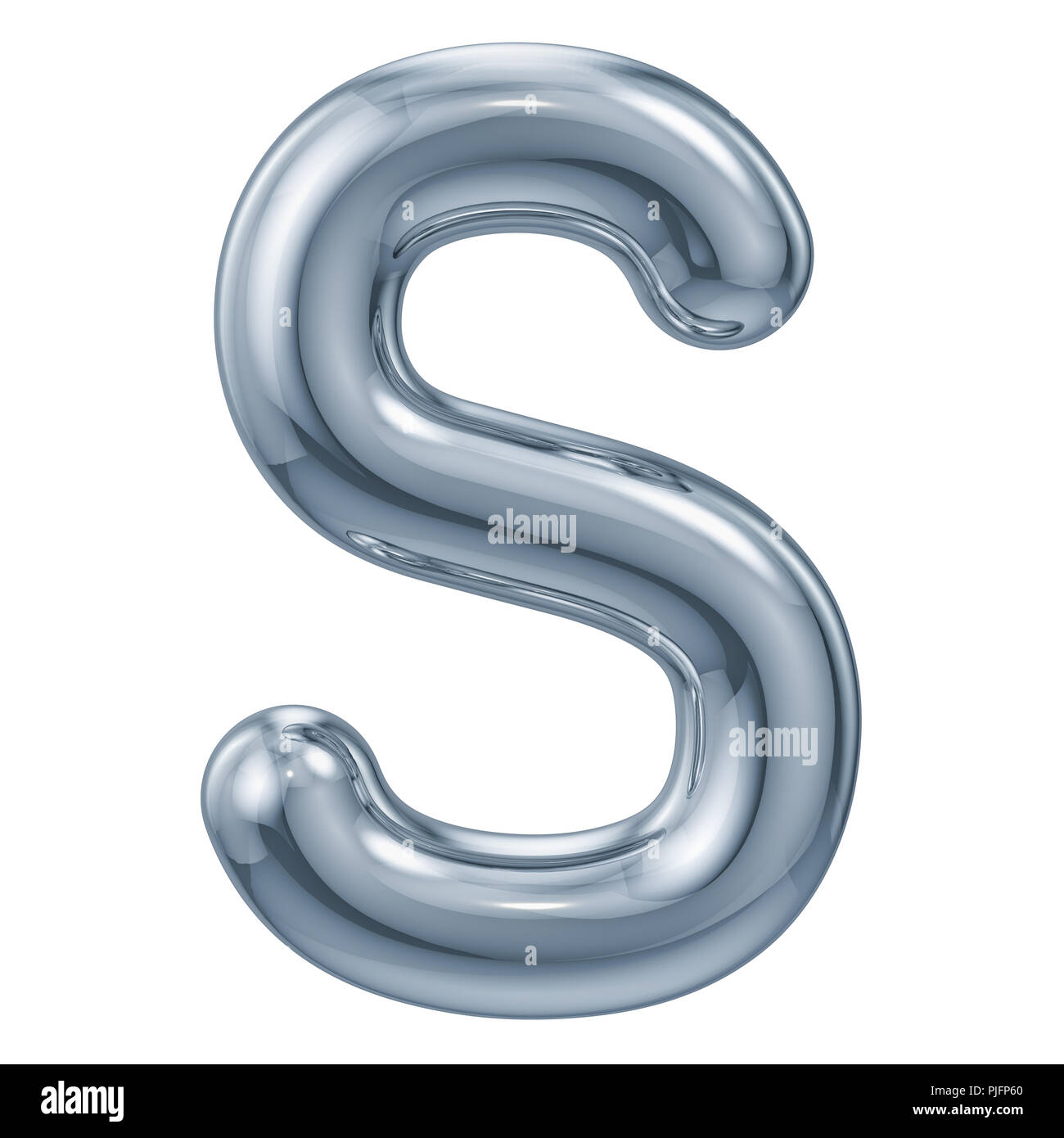 English metallic letter S, 3D rendering isolated on white background Stock Photo