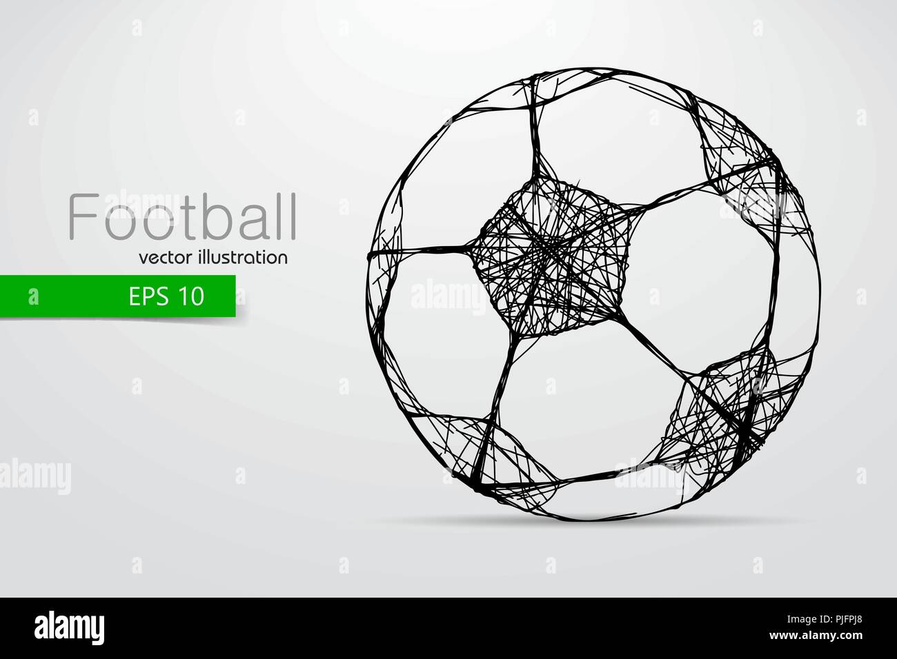 silhouette of a soccer ball. Text and background on a separate layer