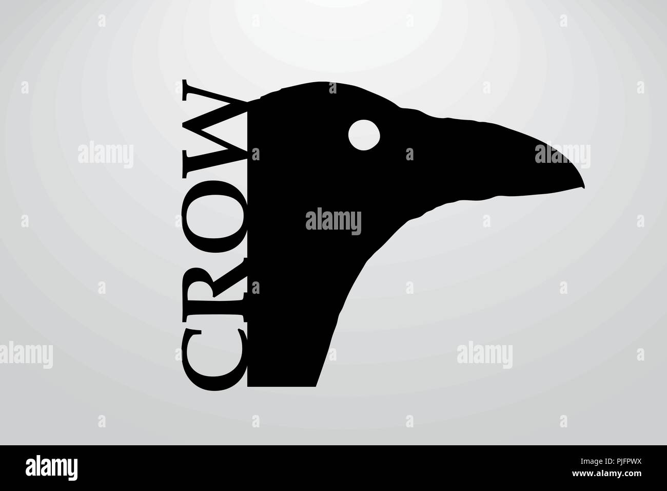 Silhouette of a crow. Background and text on a separate layer, color can be changed in one click. Stock Vector