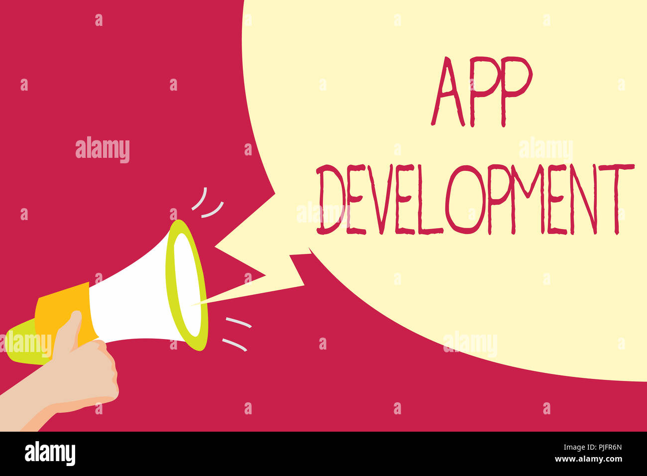 Handwriting text writing App Development. Concept meaning Development services for awesome mobile and web experiences. Stock Photo