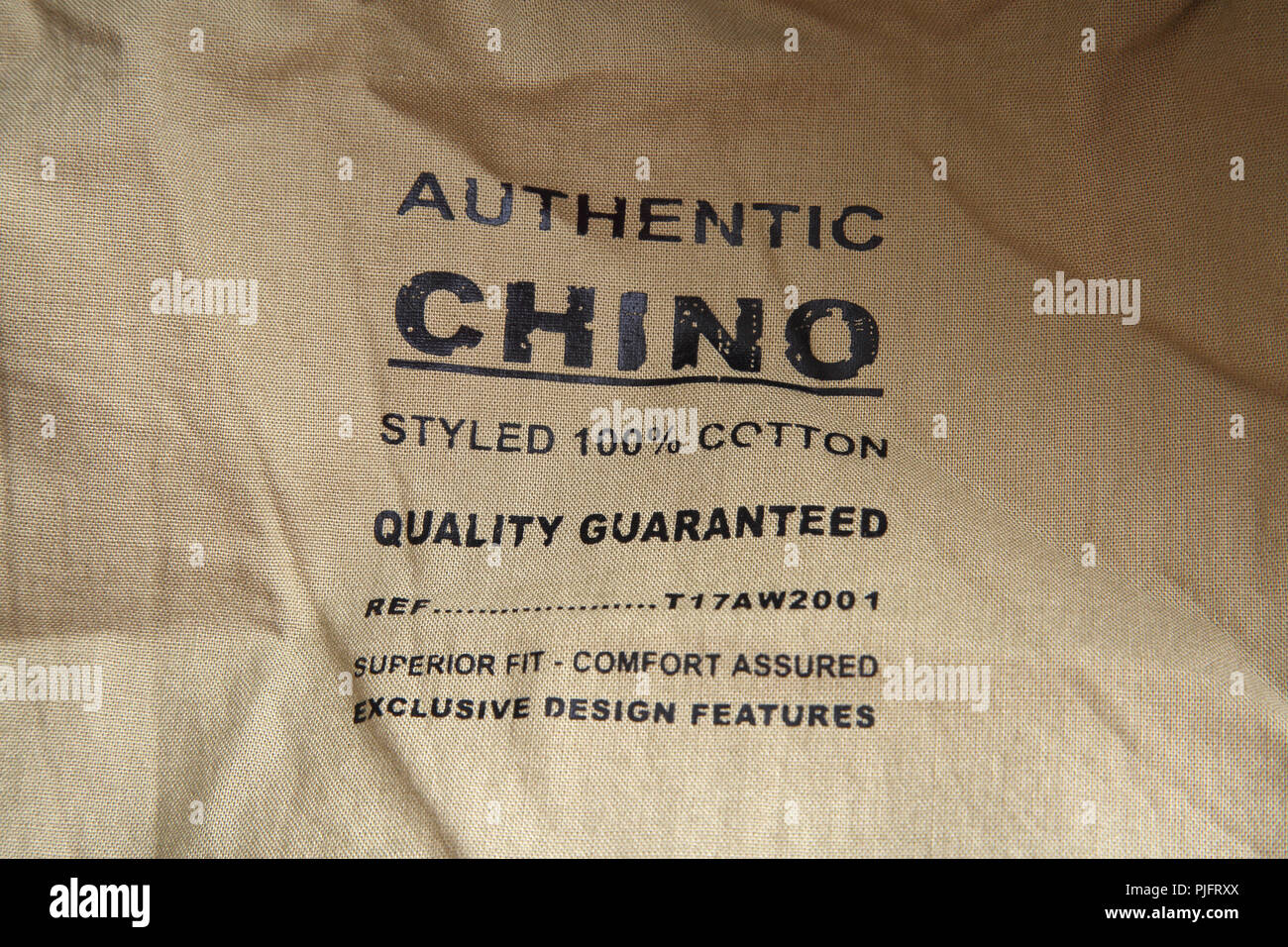 Close Up of Chino Trousers Label Stock Photo