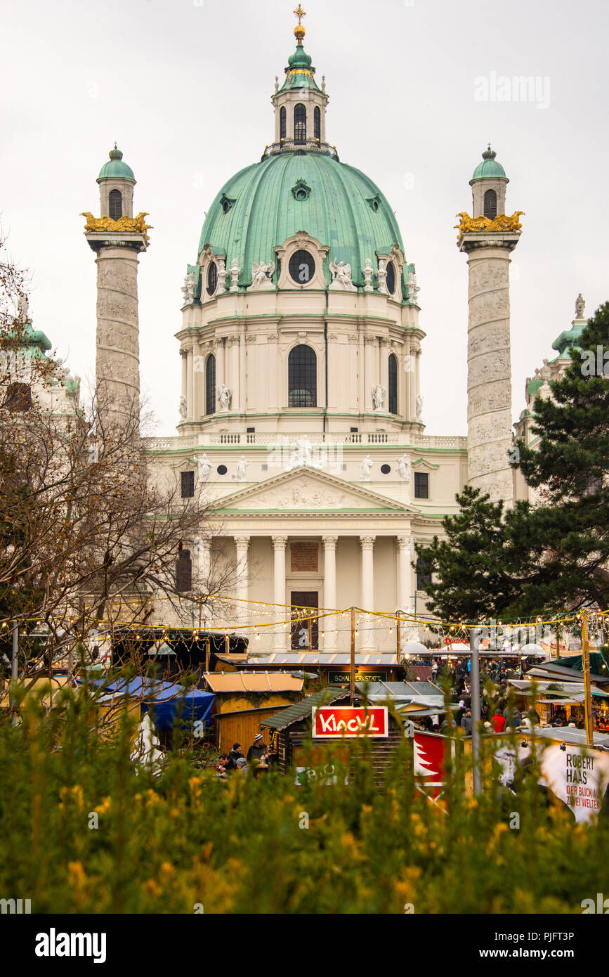 Karlskirche or St Charles Borromeo is a Baroque church located on  Karlsplatz in Vienna, Austria Stock Photo - Alamy