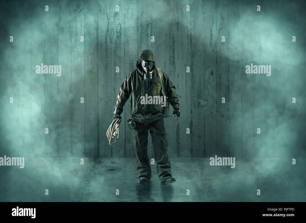 Dreadful dangerous man with wood, shanty wallpaper and fume around Stock  Photo - Alamy