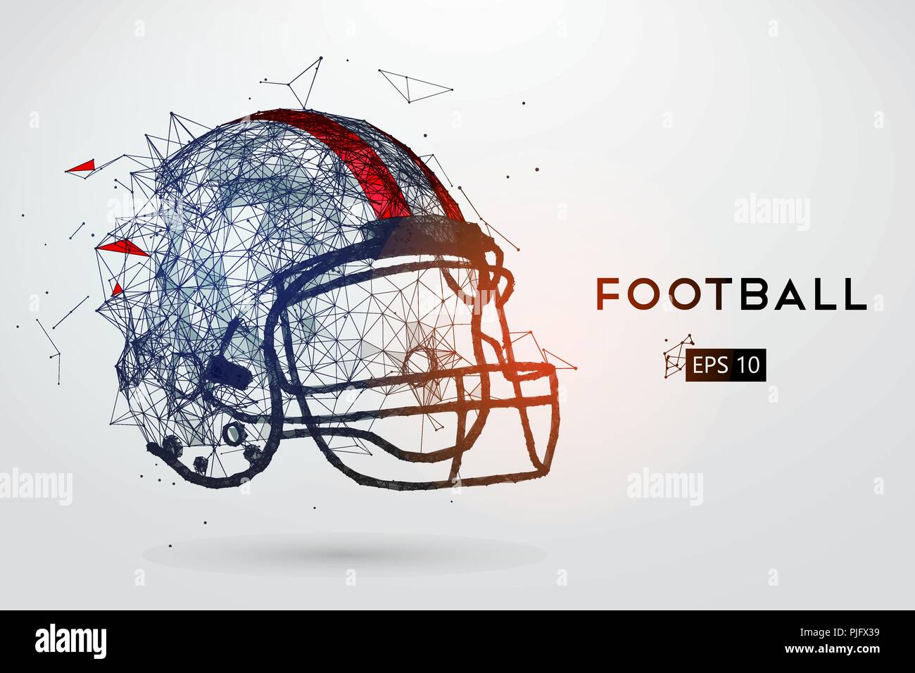 American Football Helmet in black. Dots, lines, triangles, text, color effects and background on a separate layers, color can be changed in one click. Stock Vector