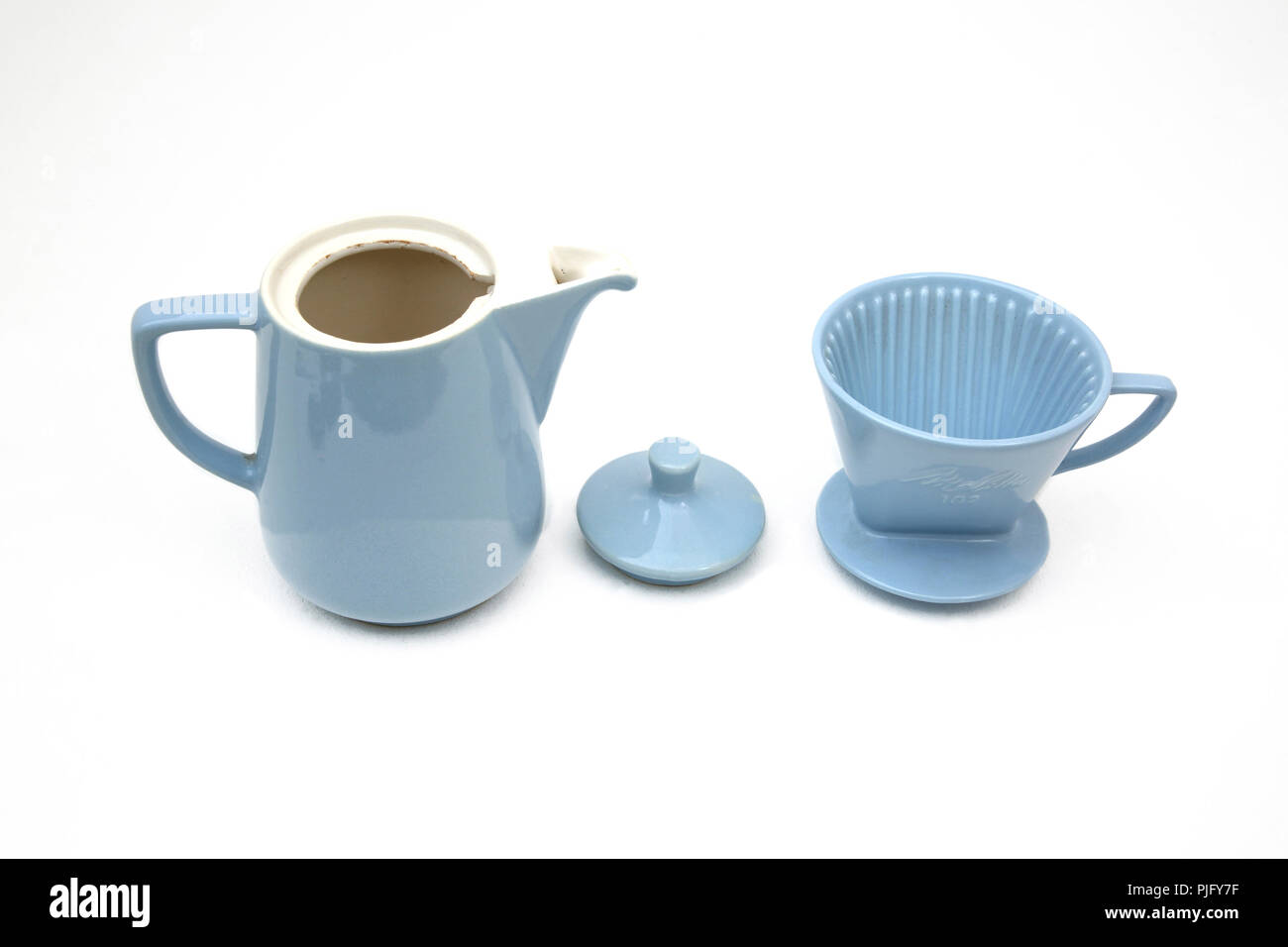 Vintage Melitta 102 Porcelain Coffee Pot And Filter Set Stock Photo Alamy