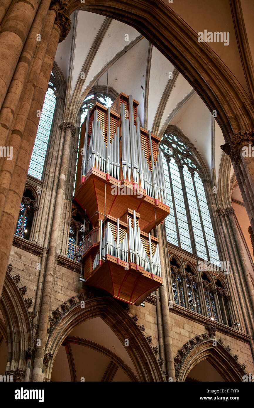 Cologne Cathedral, organ pipesCologne Cathedral, “Swallows Nest” organ pipes installed 1998 Stock Photo