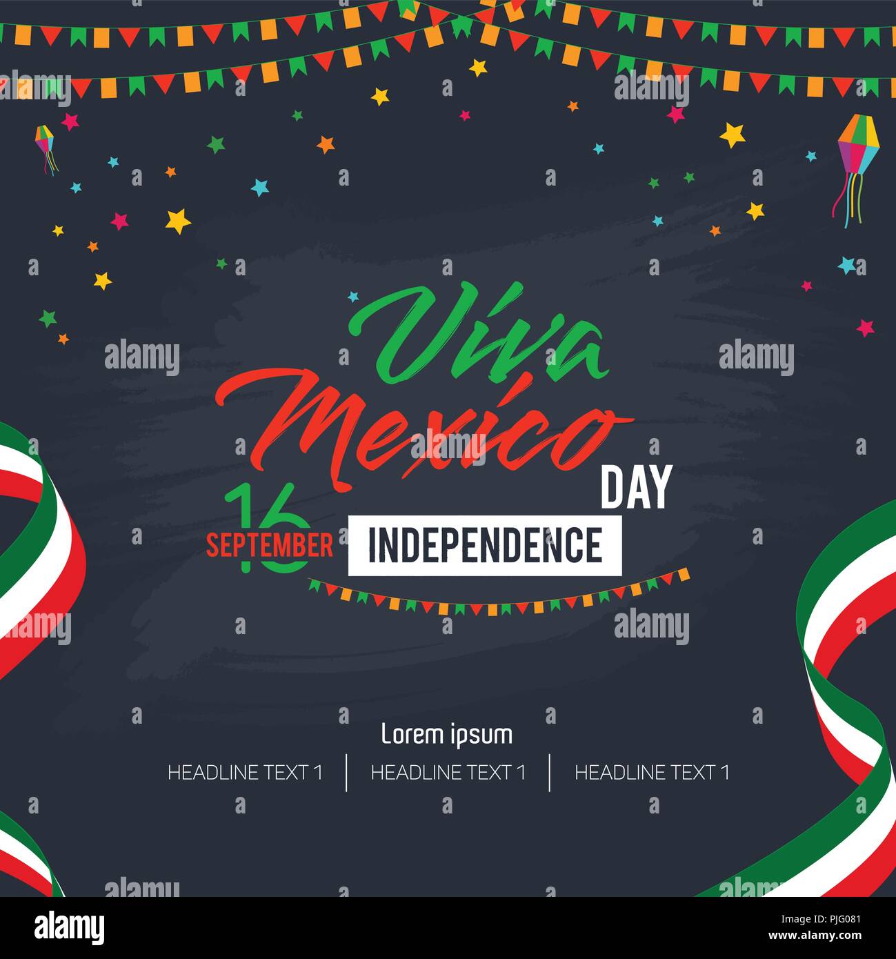 Viva Mexico Happy Independence Day Vector Background Stock Vector