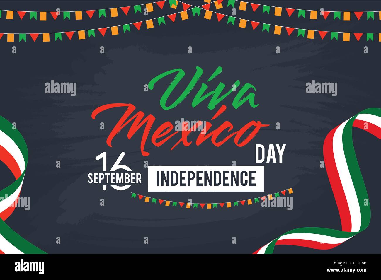 Viva Mexico Happy Independence Day Vector Background Stock Vector