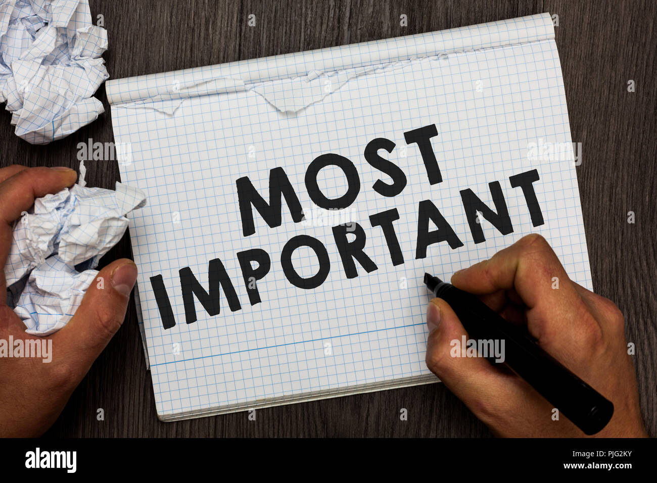 Writing note showing Most Important. Business photo showcasing Greatest ...