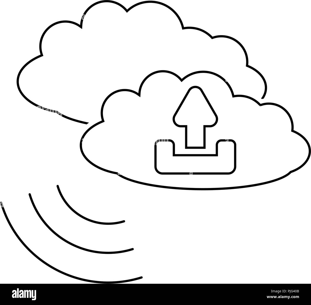 Cloud upload icon. Thin line design. Vector illustration Stock Vector ...