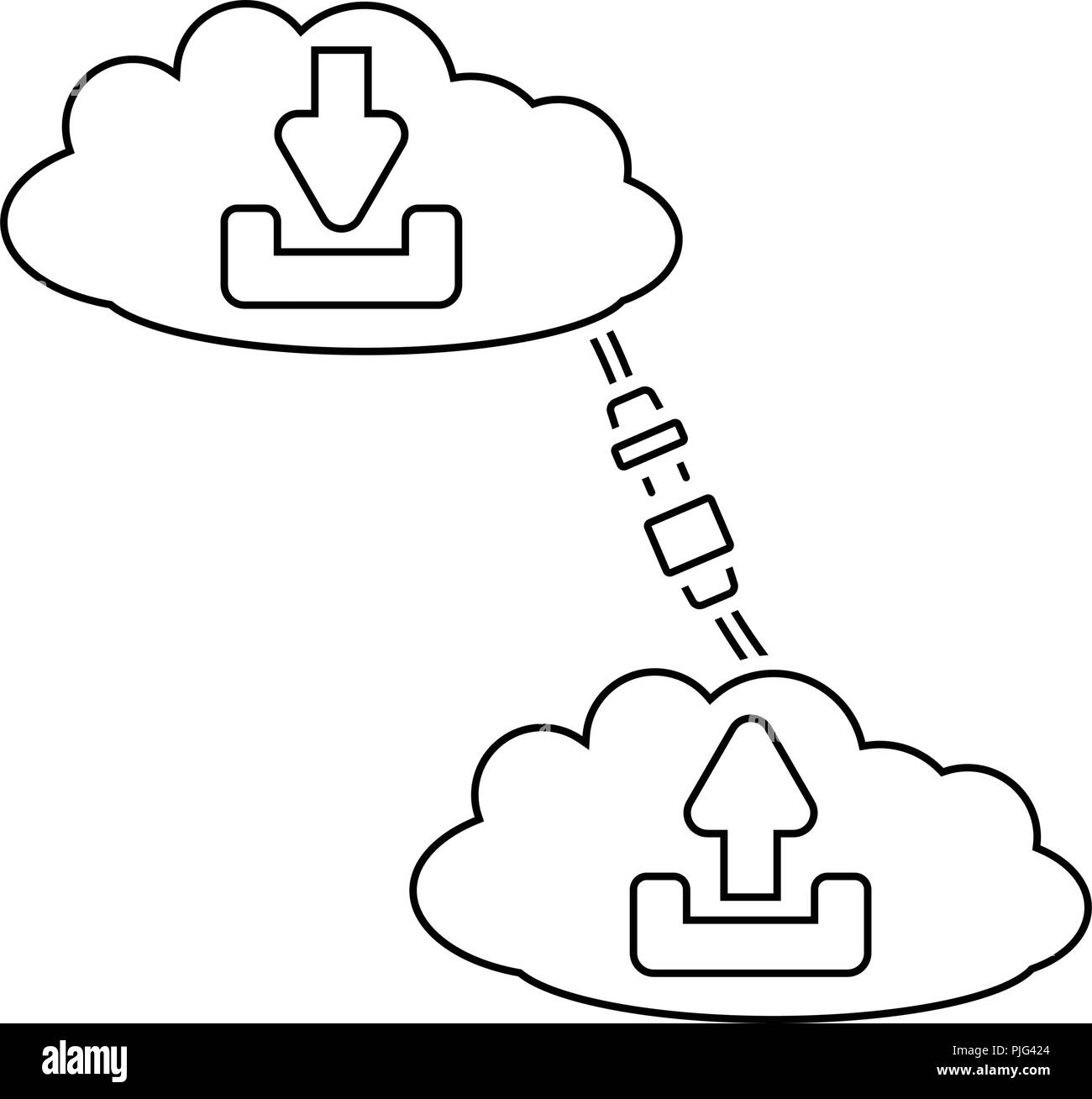 Cloud connection icon. Thin line design. Vector illustration. Stock Vector