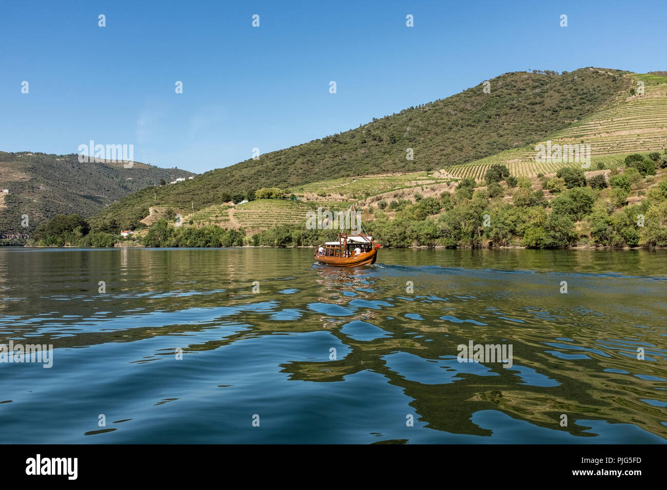 Rabelo on Douro River, Portugal. The Rabelo is a traditional boat found ...