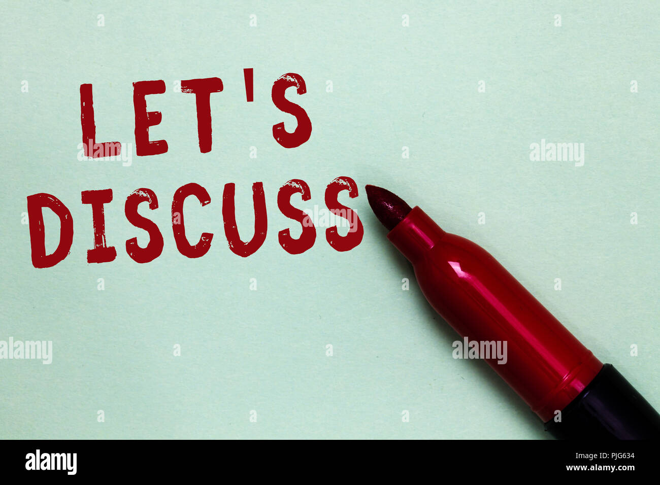 Handwriting Text Let S Is Discuss Concept Meaning Permit To Talk Open Up Go Over A Topic Chat Sharing Open Red Marker Intention Communicating Message Stock Photo Alamy