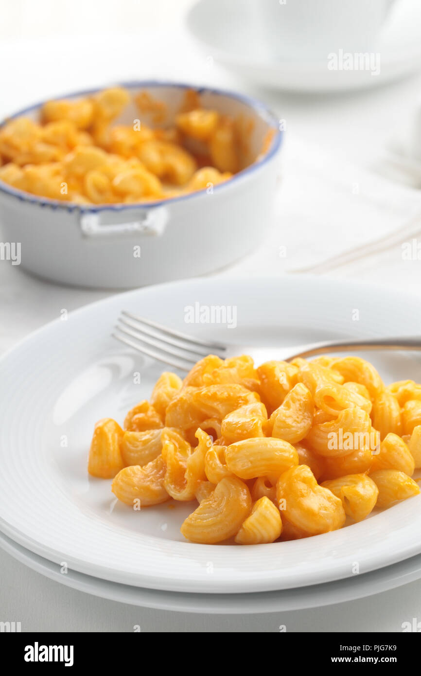 Macaroni cheese on a plate closeup Stock Photo