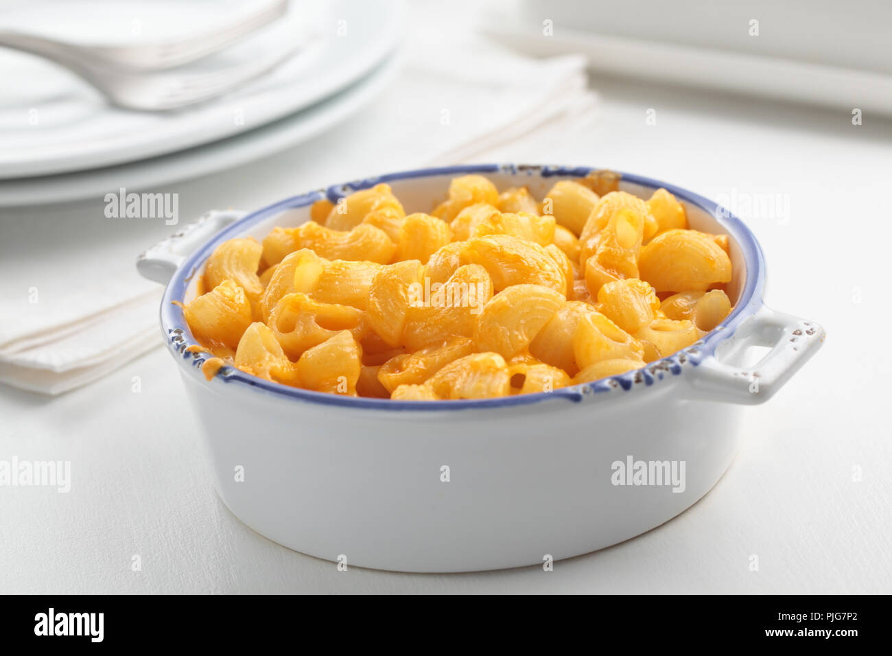 Macaroni cheese in a baking dish Stock Photo