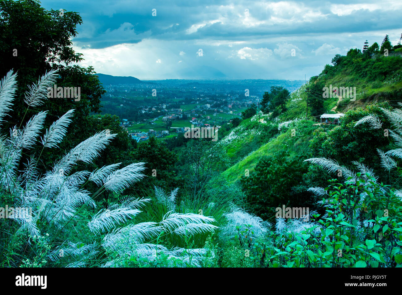 kathmandu-valley-from-sanga-stock-photo-alamy