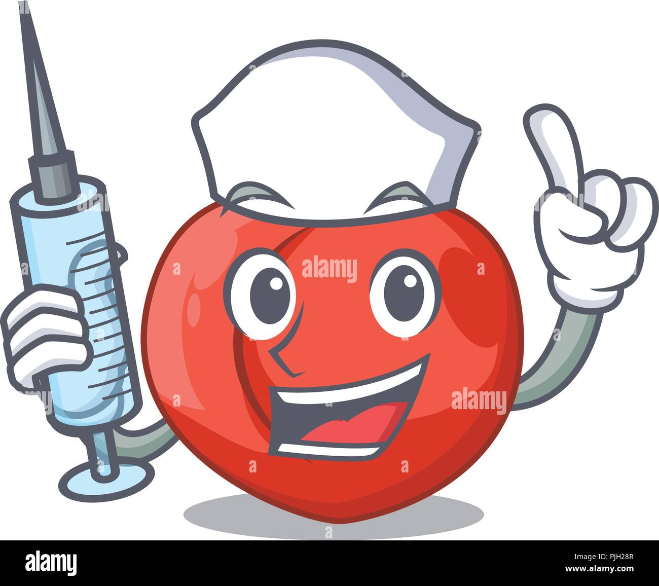 Nurse nectarines cartoon with green leaves character Stock Vector Image