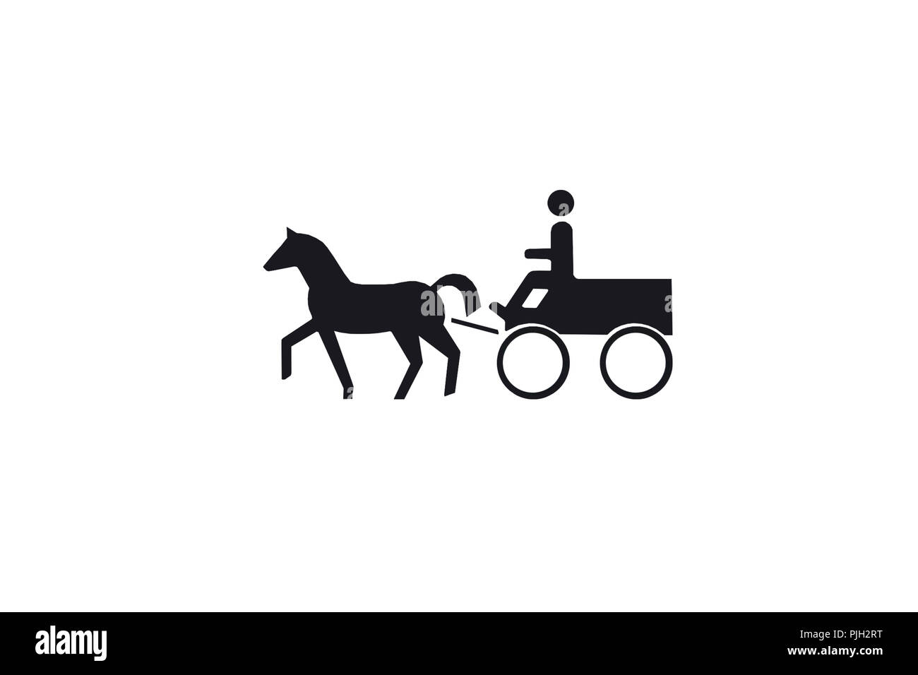 illustration of a man riding a cart with a horse. Stock Photo