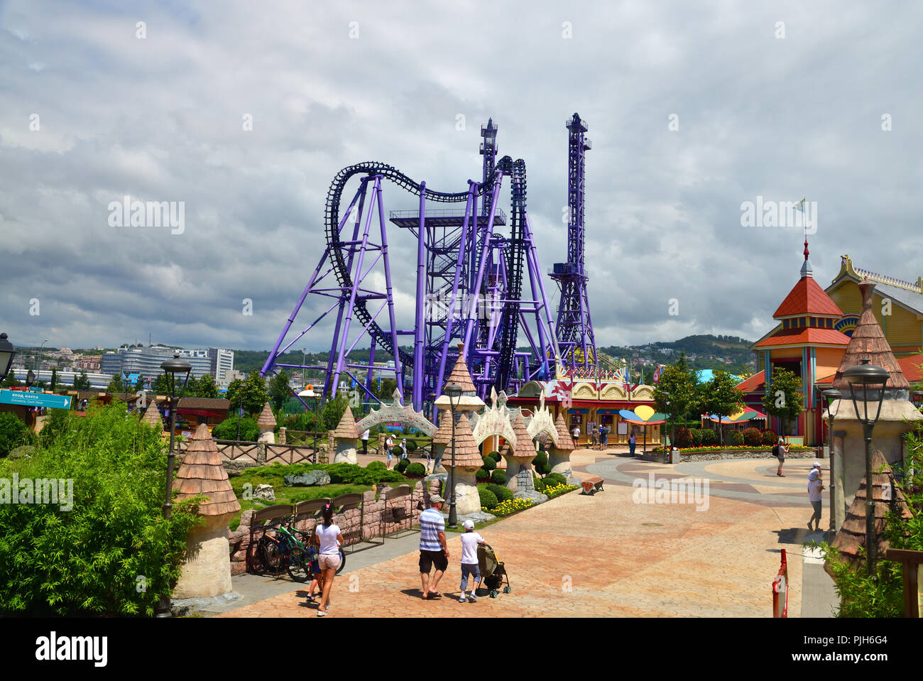 Sochi, Russia - June 6. 2018 attraction Quantum Leap in Sochi Park, which entered the TOP-25 of the best parks in Europe in 2016 Stock Photo