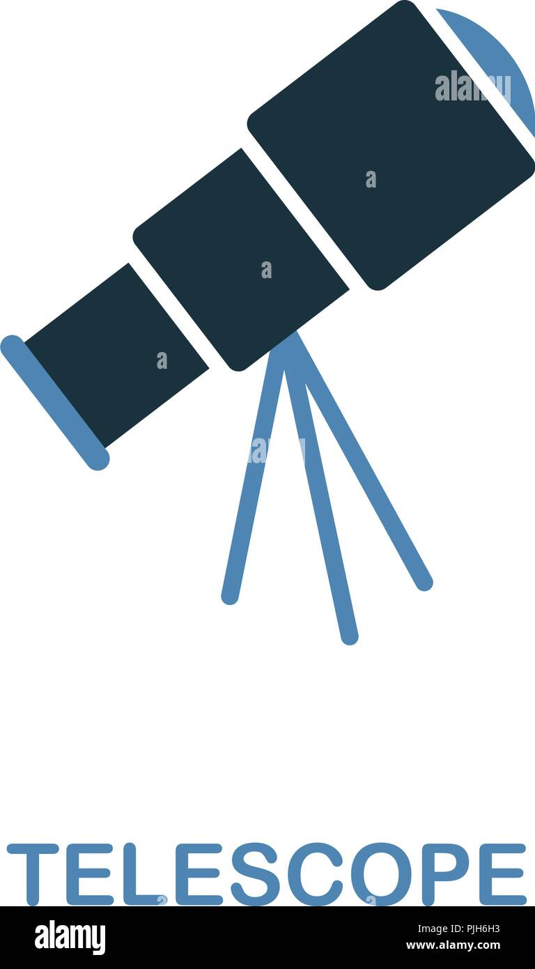 Telescope icon in 2 color design. Pixel perfect simple pictogram telescope icon from space collection. UI. Web design, apps, software, print usage. Stock Vector