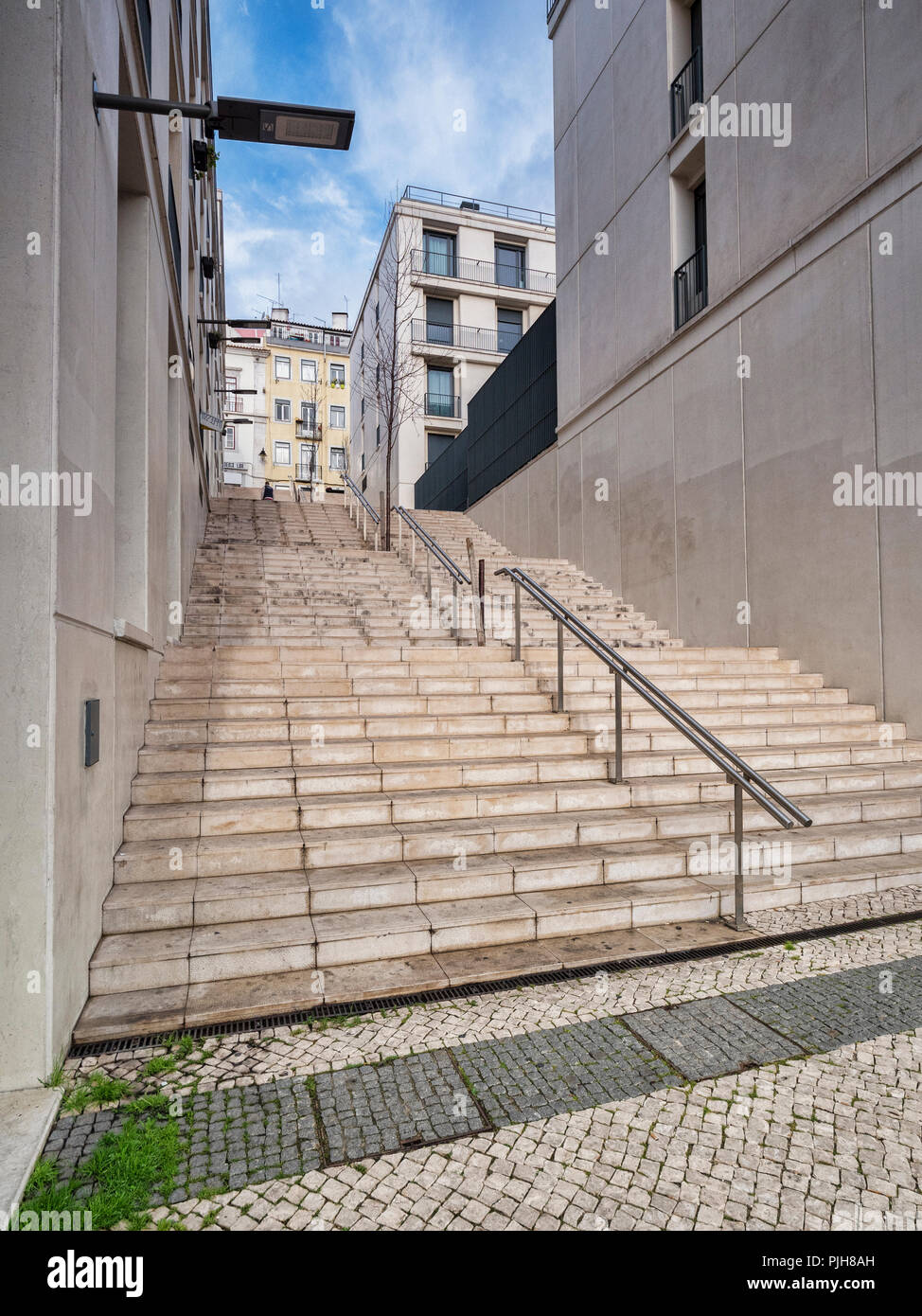 Lisbon, Portugal - Steps, typical of those seen throughout Lisbon, a city built on seven hills. Stock Photo