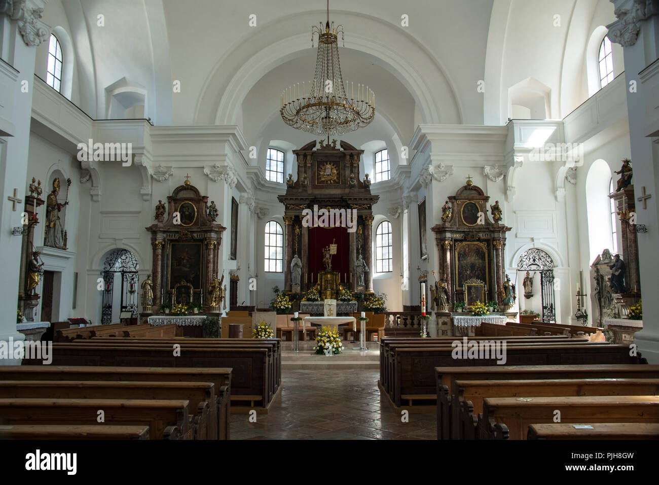 Interior, Halleiner parish church, Hallein, Austria Stock Photo