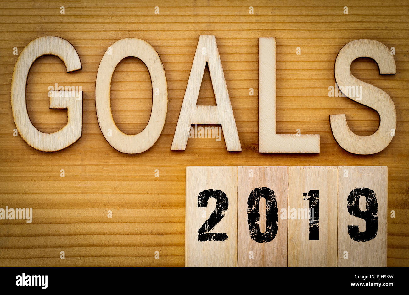 2019 Goals Banner New Year Resolution Concept Text In Vintage