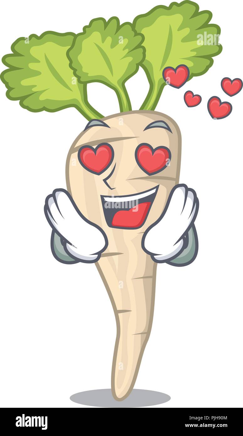 In love fresh parsnip roots on a mascot Stock Vector