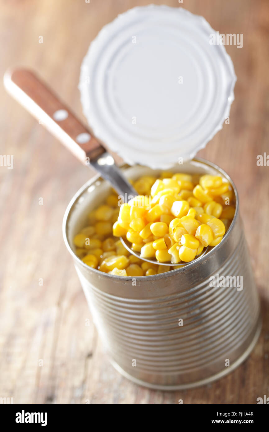 Canned sweet corn in the jar closeup Stock Photo Alamy